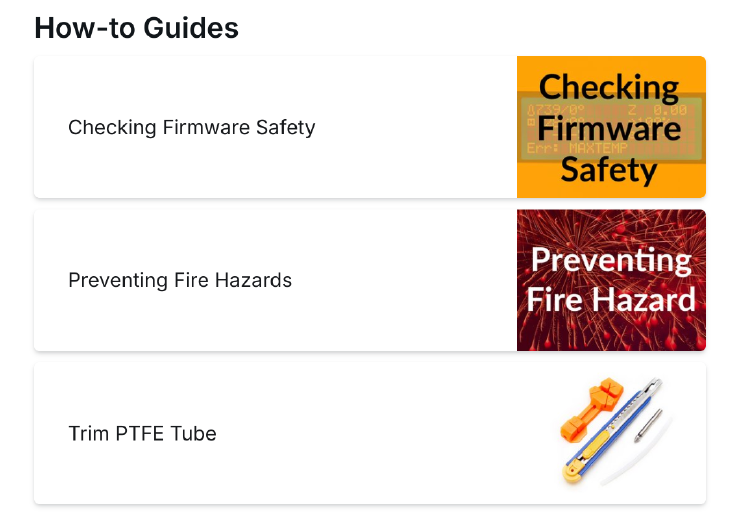 Screenshot of the 'How To' page showing the title of the 'Checking Firmware Safety' and 'Preventing Fire Hansard' guides