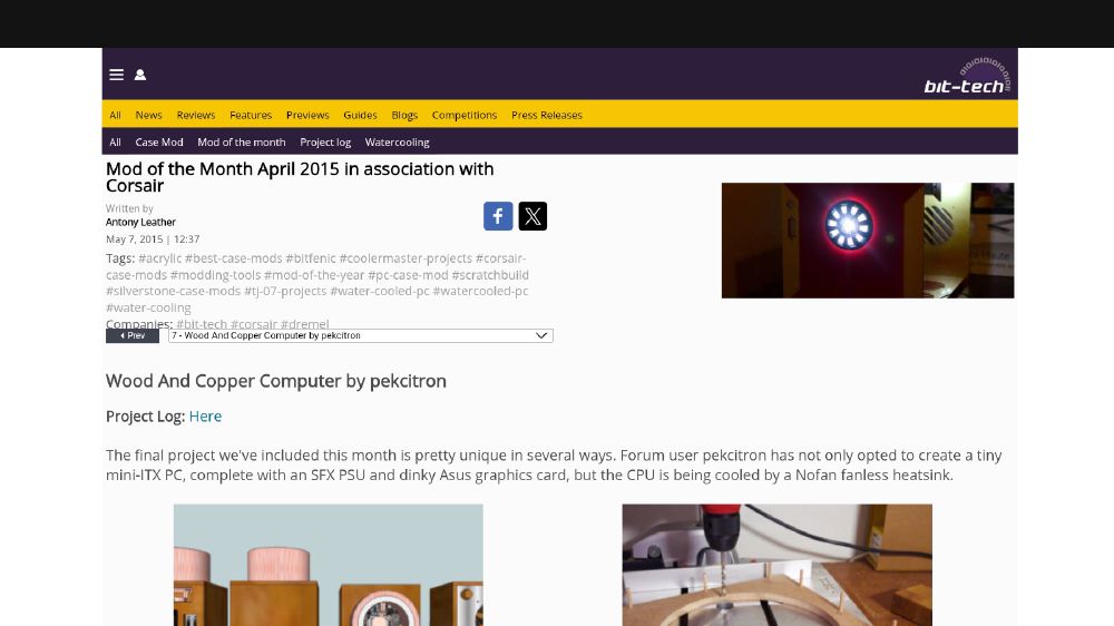 Screenshot of the nomination on the bit-tech.net website.